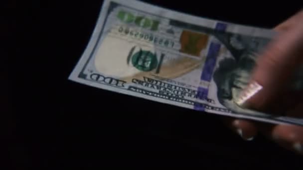 Деньги Руки Считаются Долларами — стоковое видео