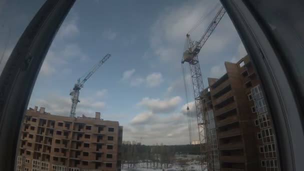 Construction Construction Crane Works Construction Site — Stock Video