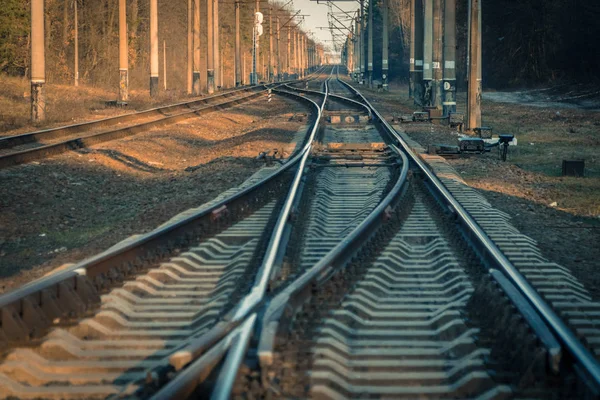 Spoorweg. Trein rails voor treinen — Stockfoto