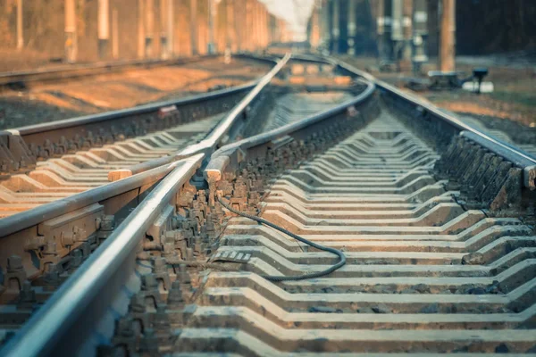 Spoorweg. Trein rails voor treinen — Stockfoto