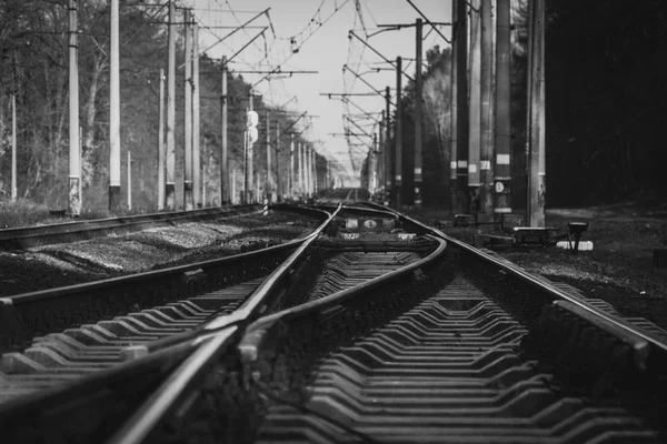 鉄道。電車のレール — ストック写真