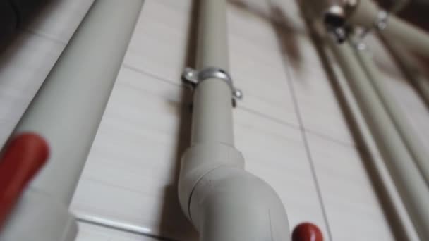 Water pipes. Water supply system and boiler houses in a private house. — Stock Footage Water Pipes Water Supply System Boiler Houses Private House Royalty Free Stock Video