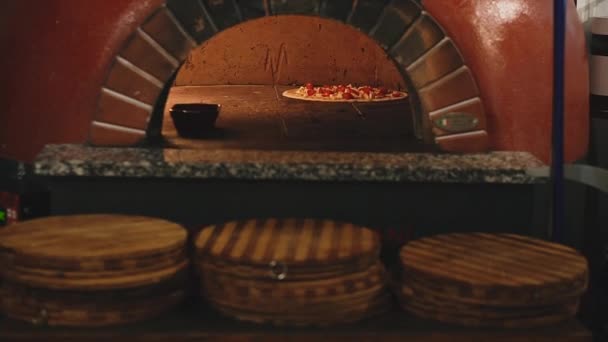 Pizza Plato Nacional Italiano Pizza Prepara Horno — Vídeo de stock