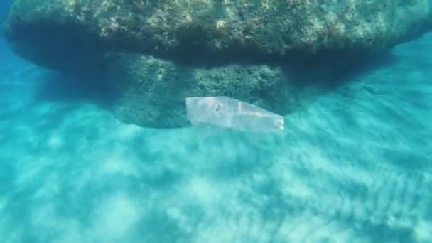 Basura Contaminación Bolsa Plástico Por Mar — Vídeo de stock