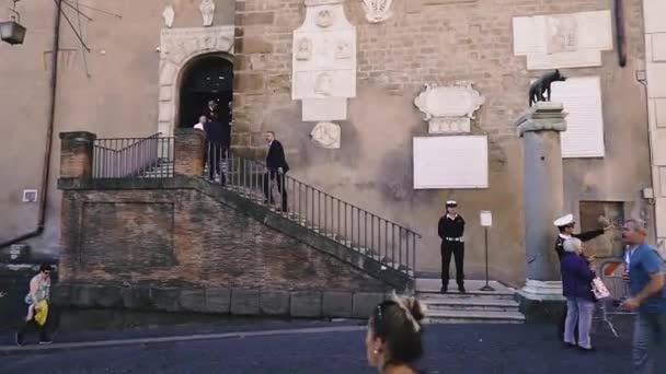 Italien Rom Oktober 2019 Die Italienische Polizei Bewacht Die Touristenstraßen — Stockvideo