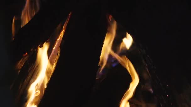 篝火在壁炉里熊熊燃烧 — 图库视频影像