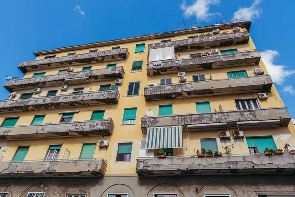 Residential buildings in Italy. On the balconies to dry things.