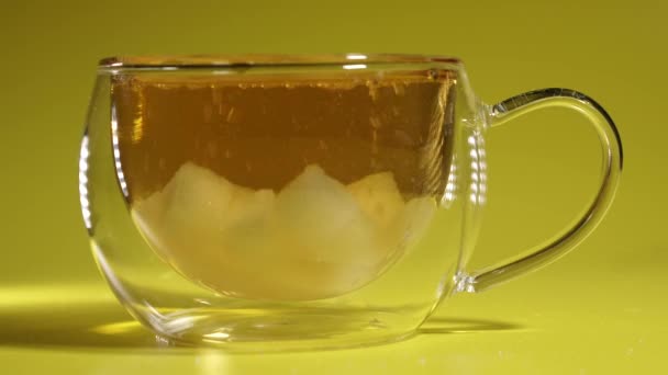 Чай Сахаром Черный Чай Много Сахара — стоковое видео