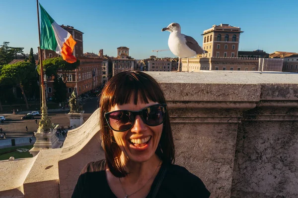 Tourism Woman Walks City Rome Italy — Stock Photo, Image