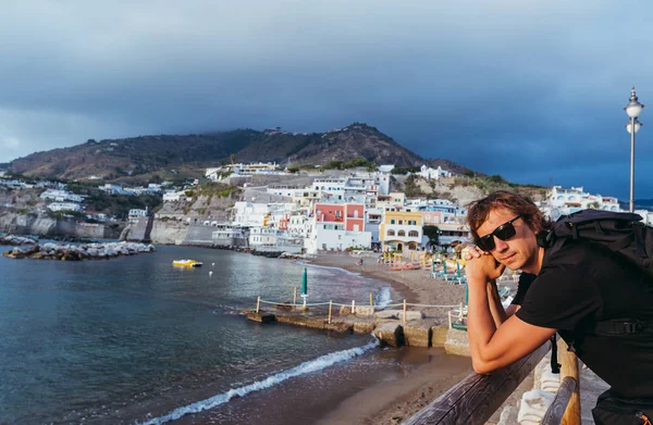 Journey Man Walks Island Ischia Italy — Stock Photo, Image