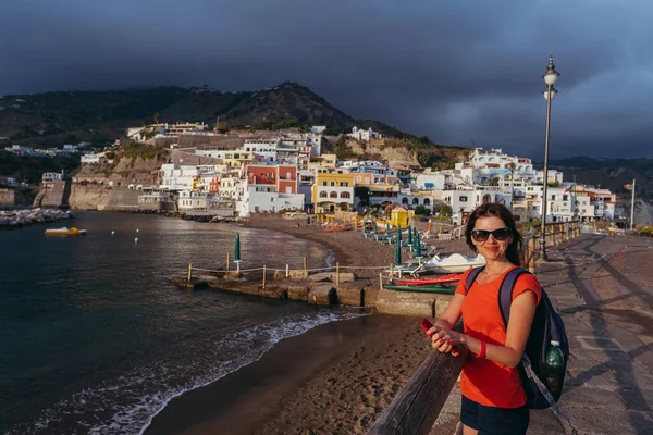 Ischia Island Girl Walks Island Ischia Italy — Stock Photo, Image