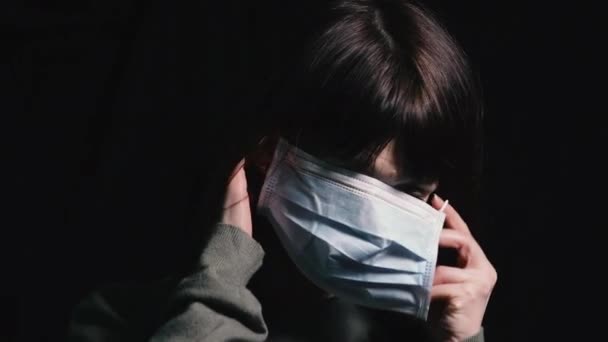 Virus Femme Masque Gaze Protecteur Pour Protéger Contre Infection Virale — Video