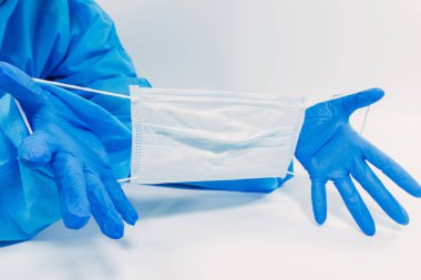 Virüs. Tıbbi antivirüs maskesi. Virüs koruması.