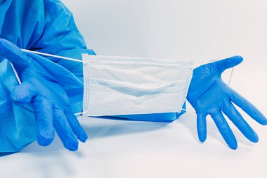 Virüs. Tıbbi antivirüs maskesi. Virüs koruması.