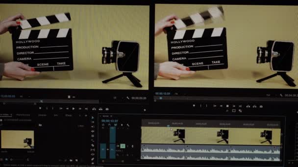 Modifica Del Programma Video Sul Programma Editing Video Monta Video — Video Stock