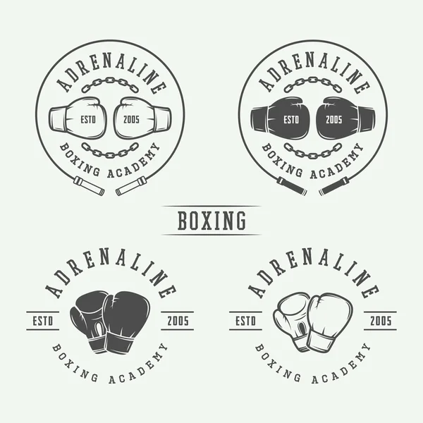 Box și arte marțiale logo-uri insigne și etichete în stil vintage . — Vector de stoc