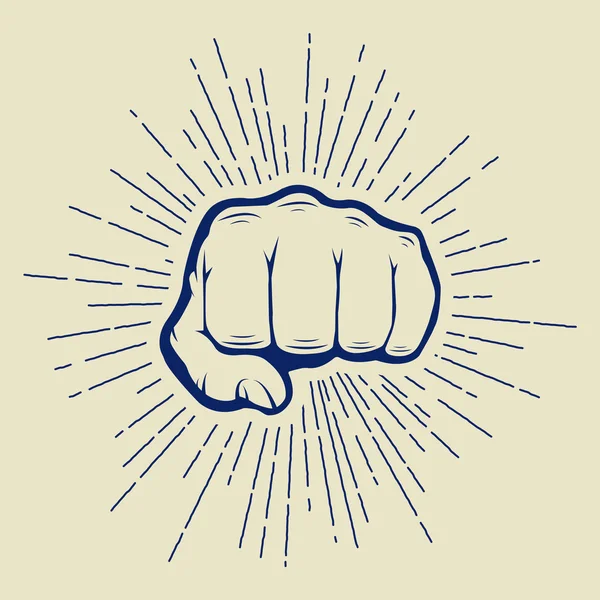 Sunbursts vintage tarzı ile yumruk at. Vektör çizim