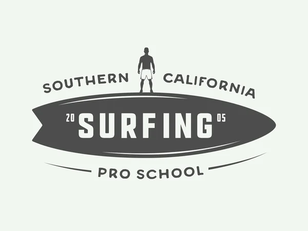 Vintage surfing logo, emblem, badge, etiket, mærke . – Stock-vektor