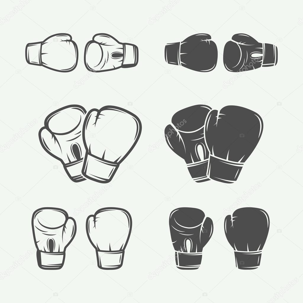 Boxing and martial arts logo badges and labels in vintage style. Vector illustration