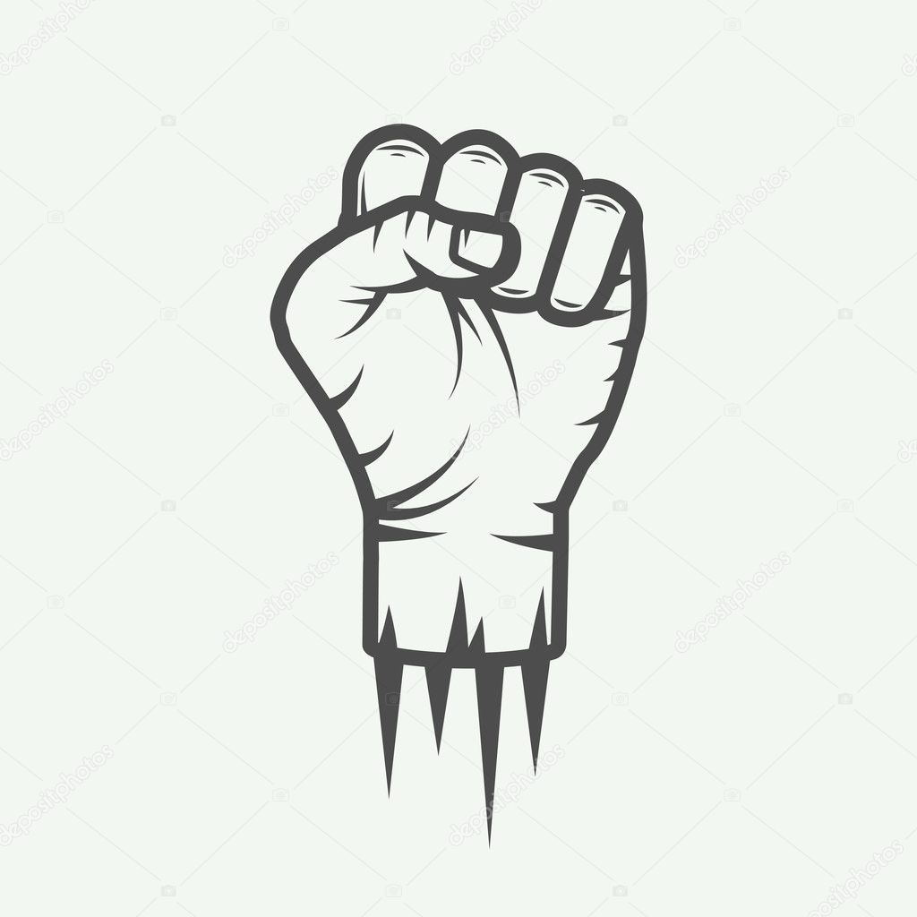 Fist in vintage style. Graphic art. Vector illustration Stock Vector