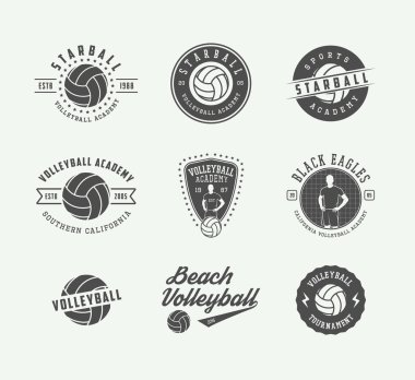 Vintage Voleybol etiketleri, amblem ve logo. 