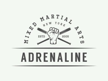 Vintage karışık dövüş sanatları logosu, rozet veya amblem. 