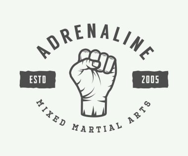 Vintage karışık dövüş sanatları logosu, rozet veya amblem. 