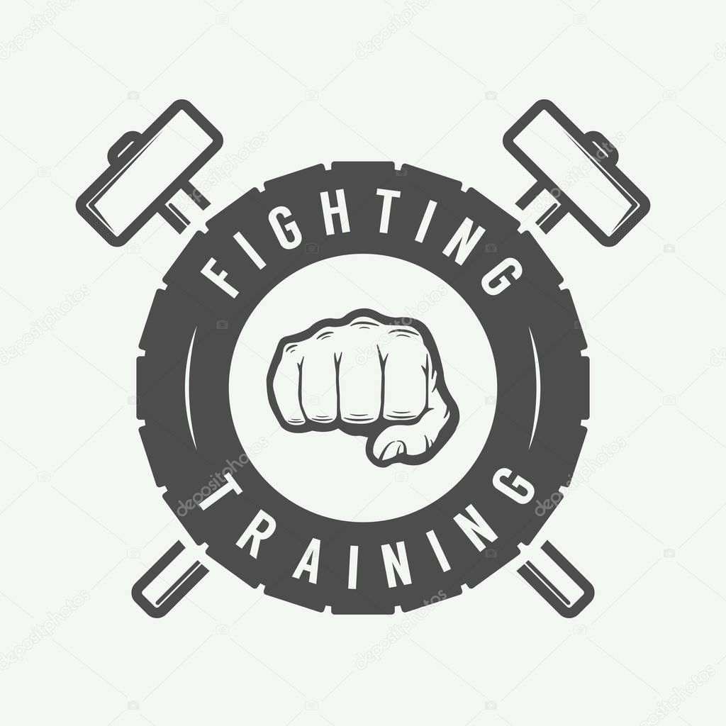 Vintage mixed martial arts logo, badge or emblem. Vector illustration