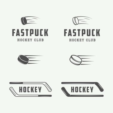 Set of vintage hockey emblems, logos, badges, labels  clipart