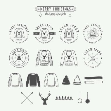 Vintage Merry Christmas or winter sales logo, emblem, badge clipart