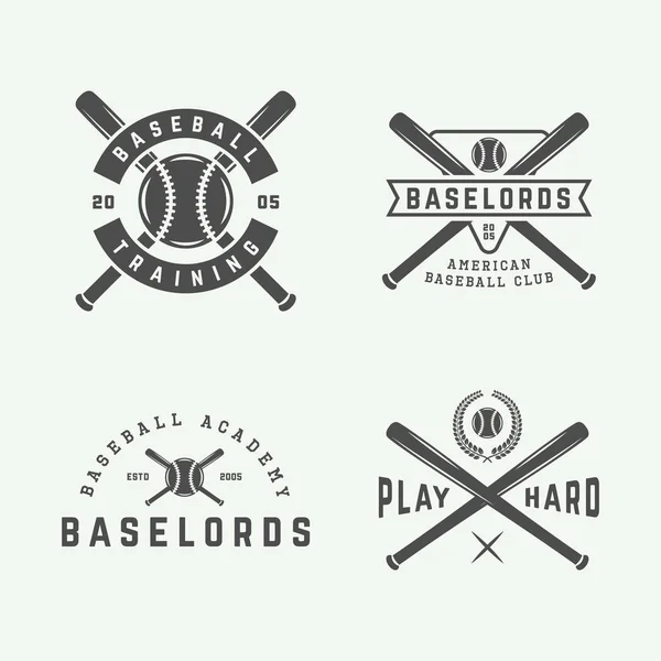 Logos, emblèmes, badges et éléments de design de baseball vintage . — Image vectorielle