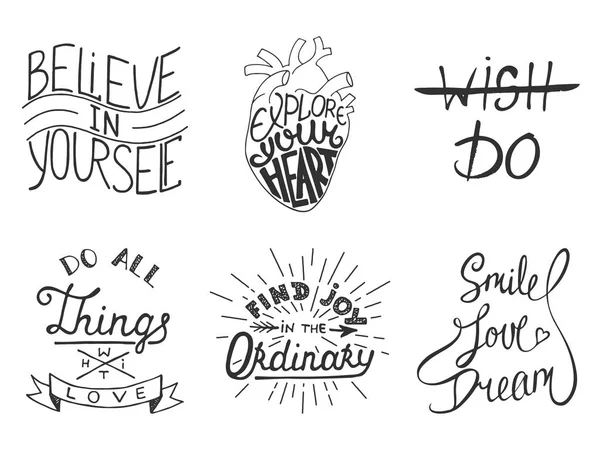 Conjunto de letras inspiradoras y motivacionales vectoriales — Vector de stock