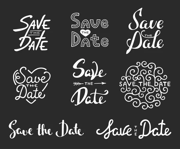 Save the date calligraphy phrases. Unique lettering. — Stock Vector