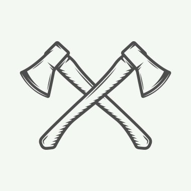 Retro tarzı Vintage çapraz eksen. Logo için kullanılabilir amblemi