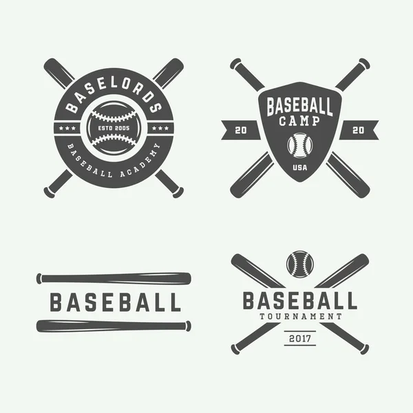 Вінтажні бейсбольні логотипи, емблеми, значки та елементи дизайну . — стоковий вектор