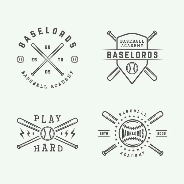 Logotipos, emblemas, insignias y elementos de diseño de béisbol vintage . — Archivo Imágenes Vectoriales