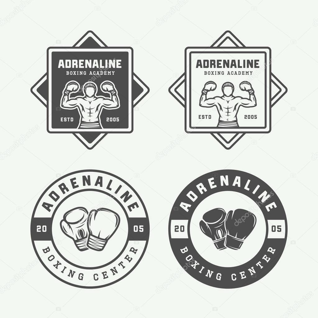 Set of retro boxing and martial arts logo badges and labels 