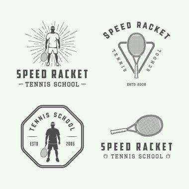 Vintage Tenis logolar, amblemler, rozetleri, etiketleri kümesi 