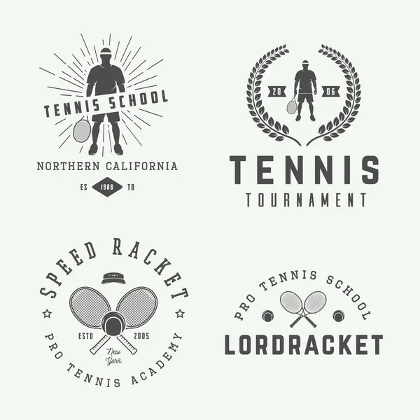 Set dari logo tenis vintage, emblem, lencana, label - Stok Vektor