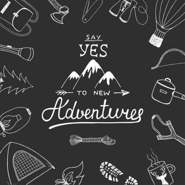 Benzersiz tipografi tasarım öğesi vektör kart el ile çizilmiş 