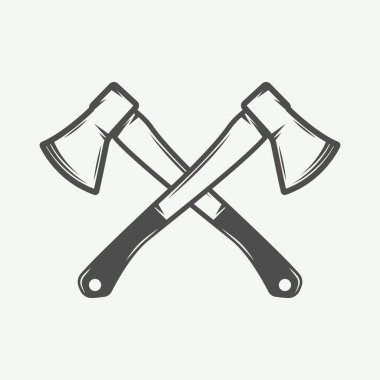 Vintage cross axes in retro style. Can be used for logo, emblem clipart