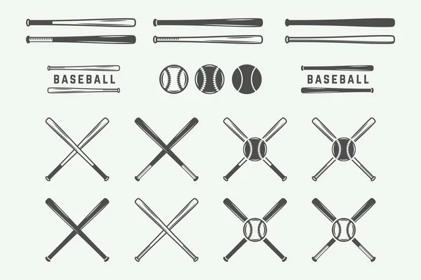 Logos, emblèmes, badges et éléments de design de baseball vintage. M — Image vectorielle