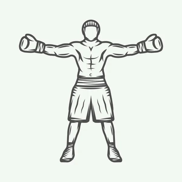 Boxer retrô vintage. Pode ser usado para logotipo, crachá, emblema, marca —  Vetores de Stock