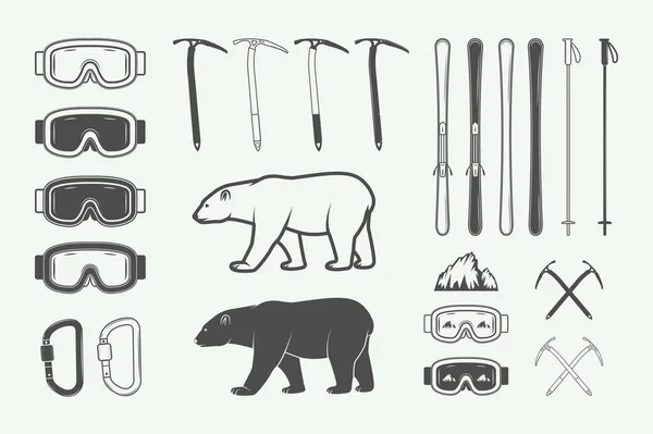 Vintage arctic mountaineering design elements. — Stock Vector