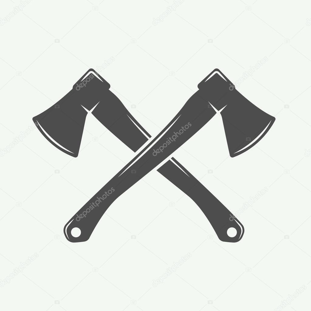 Vintage cross axes in retro style. Can be used for logo, emblem