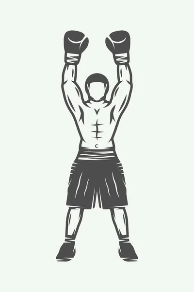 Boxeador retro vintage. Puede ser utilizado para el logotipo, insignia, emblema, marca — Archivo Imágenes Vectoriales