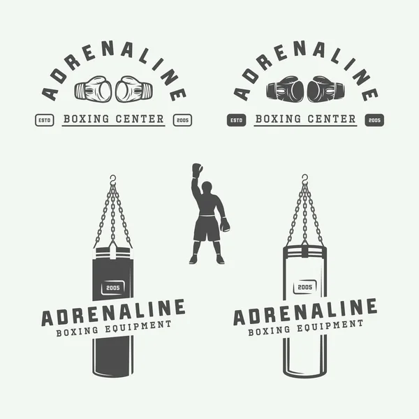 Étiquettes et insignes de logo de boxe et d'arts martiaux dans un style vintage . — Image vectorielle