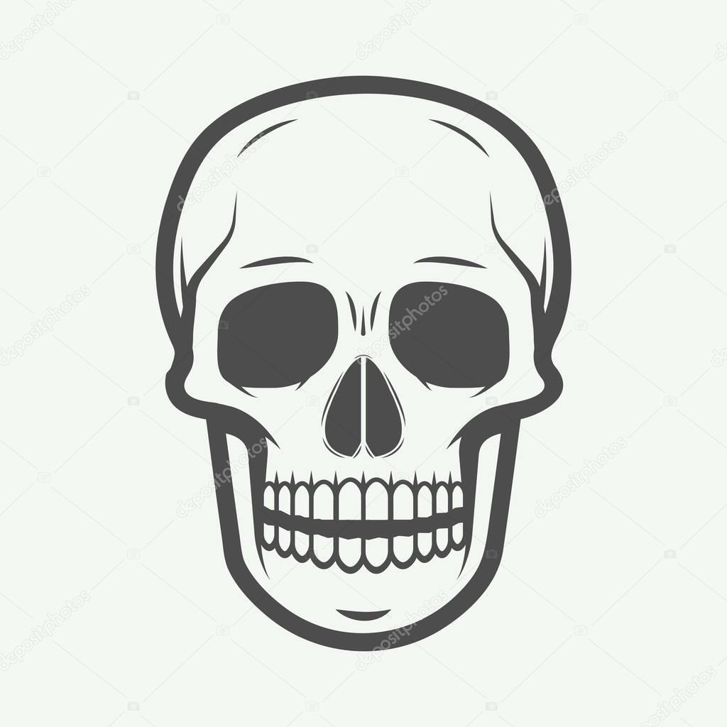 Vintage skull label, emblem and logo. Graphic Art. Vector Illustration.