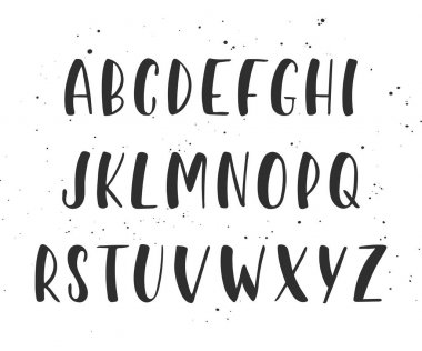 El yazısı vektör fırça komut dosyası. İngilizce alfabe. 