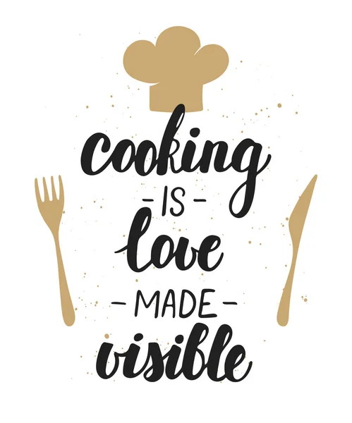 La cuisine est l'amour rendu visible. Lettrage manuscrit . — Image vectorielle